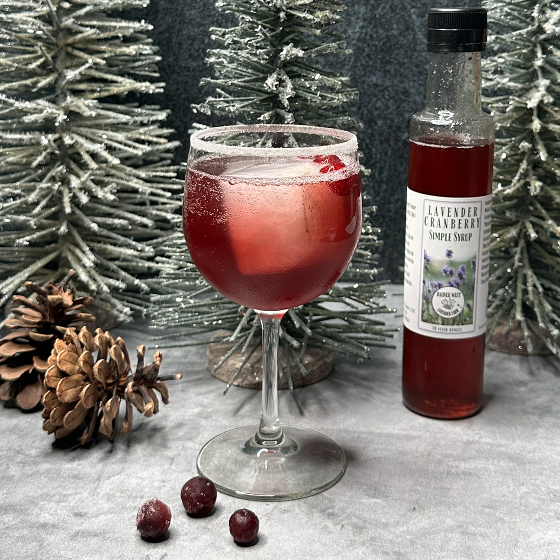 scout and cellar, lavender cranberry syrup, wine cocktails, lavender cranberry cocktail, raider west farms, bubbly rose, holiday cocktails, cranberry cocktails