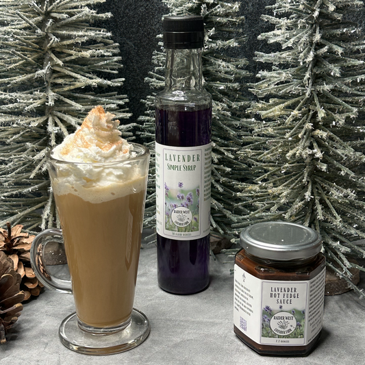 Lavender coffee mocha, lavender simple syrup, lavender coffee drinks, lavender beverage recipes, lavender farm, raider west farms, lubbock, tx, lavender syrup, lavender hot fudge