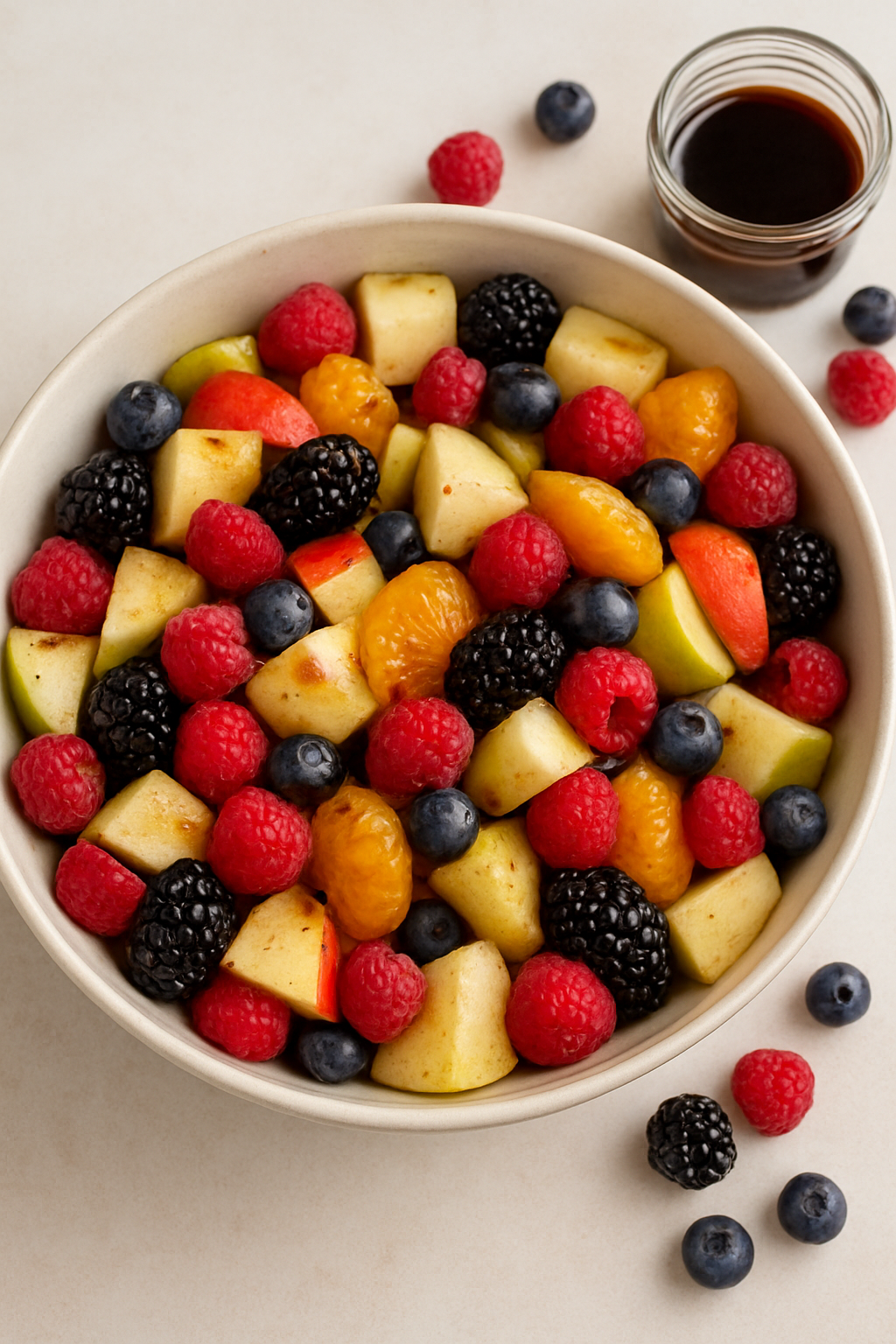 Our White Balsamic Vinegar and Lavender Cranberry Syrup create the perfect vinaigrette to pair with Mandarins, pomegranate seeds, pears, apples, blueberries, and grapes.