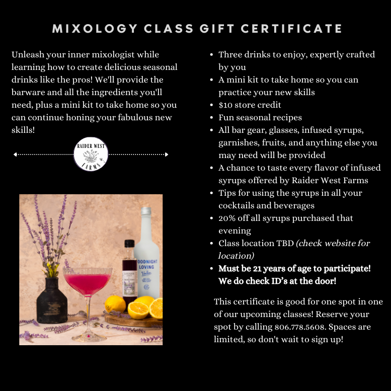 Mixology Class Gift Certificate