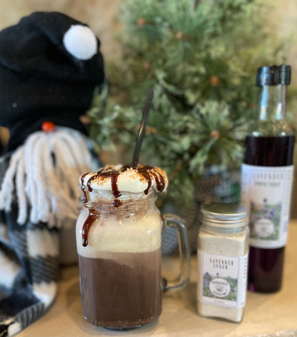 Dirty Snowman, ice cream beverages, lavender simple syrup, raider west, raider west farms, lavender farm, lubbock tx, culinary lavender, lavender beer bread, lavender lemonade, baking mixes, lavender shortbread cookies, lavender hot fudge, lavender sugar, cocoa, hot cocoa, lavender whipped cream, dessert beverages